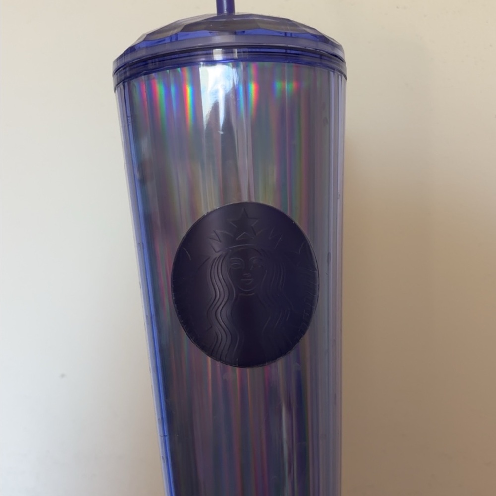Starbucks Holographic Blue Tumbler with Straw